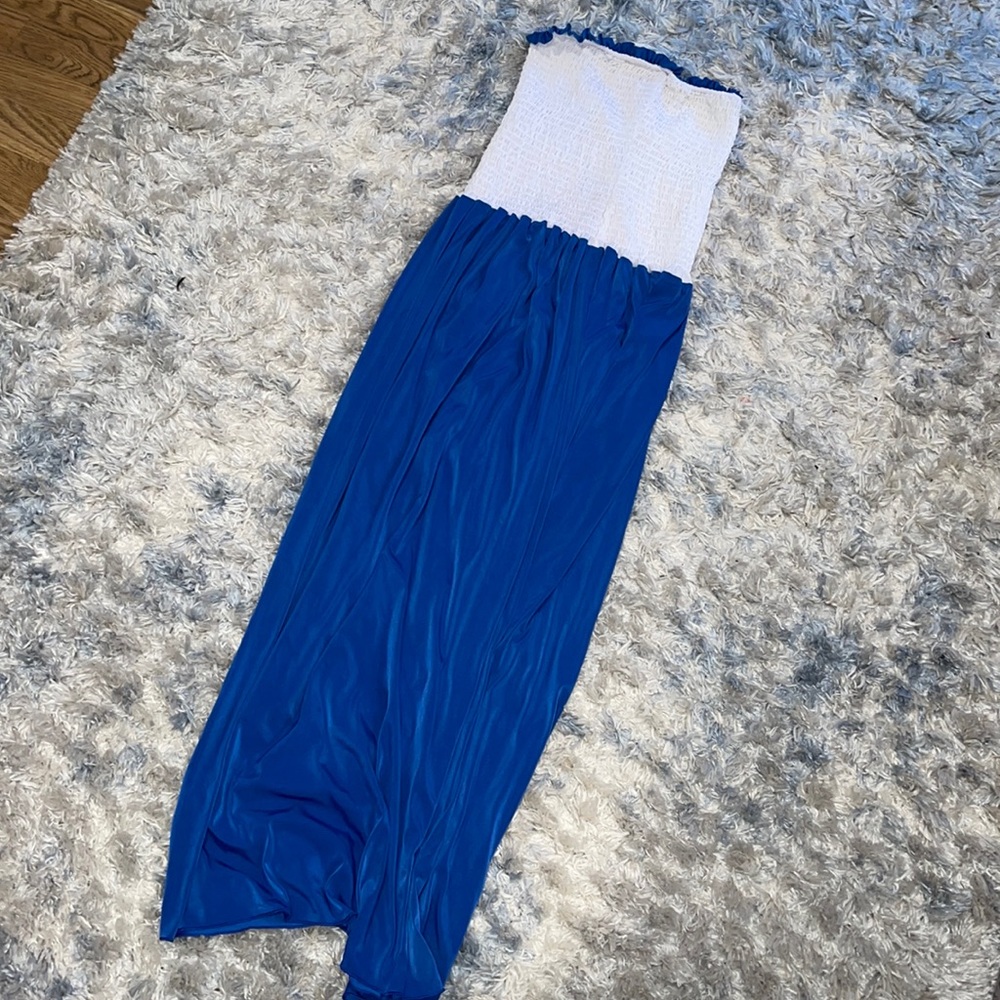 Julia Strapless Blue Maxi Dress